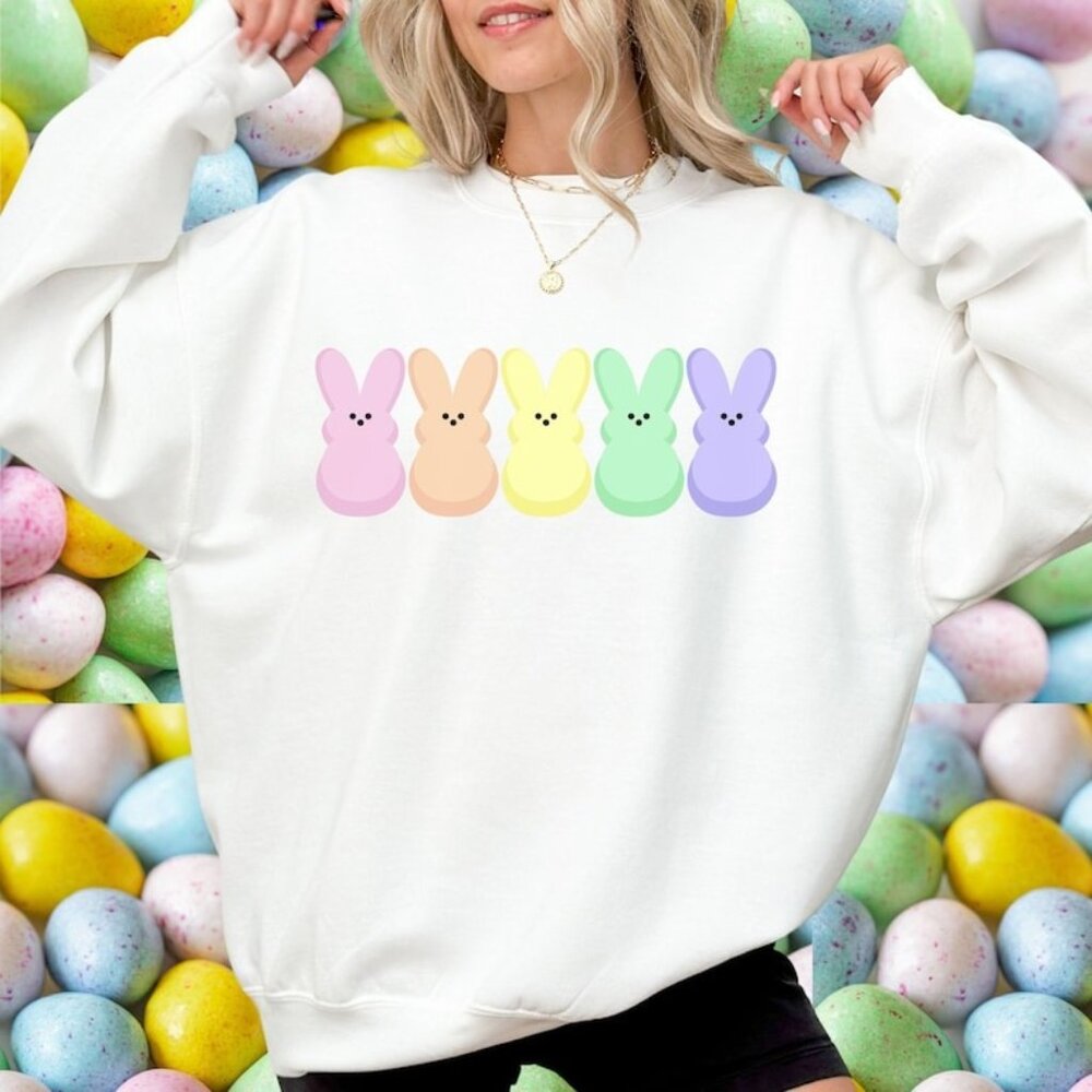 Peep My Candy Peeps Egg Hunt Easter Crewneck Sweatshirt Funny Spring Graphic 17